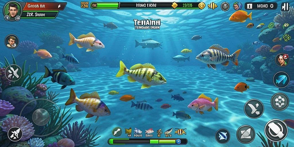 Tampilan gameplay seru dari 73K dengan penembakan ikan.