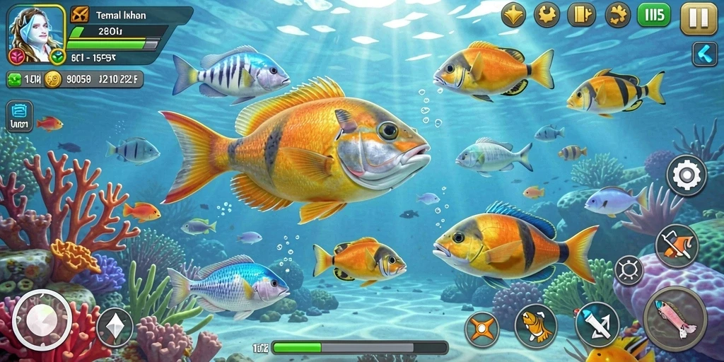 Tampilan gameplay seru Tembak Ikan di 8055.
