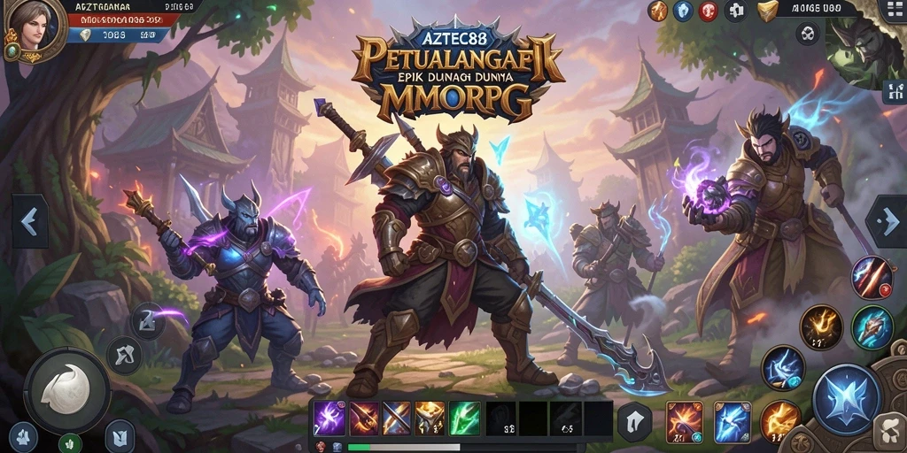Tangkapan layar gameplay AZTEC88 menampilkan aksi pertempuran seru dalam dunia MMORPG.