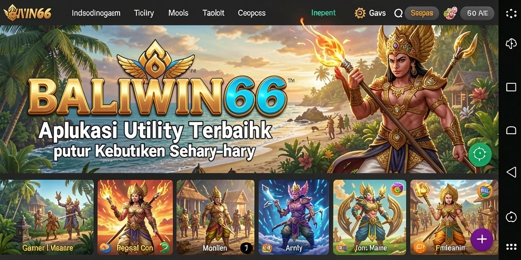 Screenshot utama BALIWIN66 menunjukkan tampilan antarmuka aplikasi Utility.