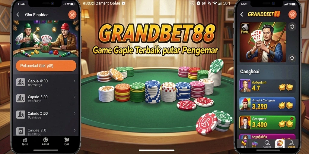 Screenshot GRANDBET88 menampilkan gameplay Gaple yang seru dan interaktif.