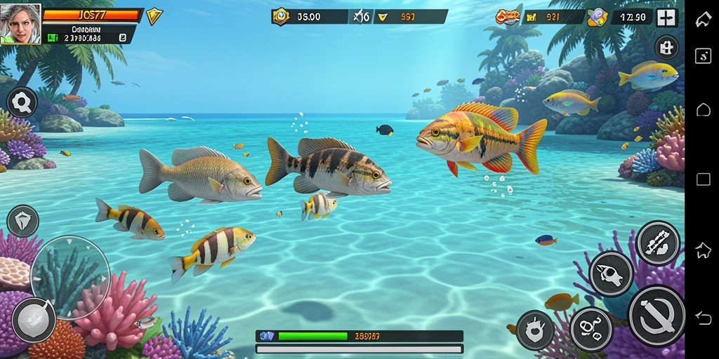 Tampilan utama gameplay JOS77 dalam pertempuran Tembak Ikan.