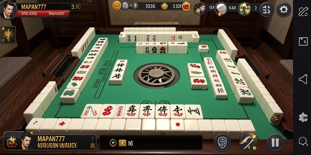 Tampilan gameplay seru dalam MAPAN777 dengan suasana Mahjong yang menarik.